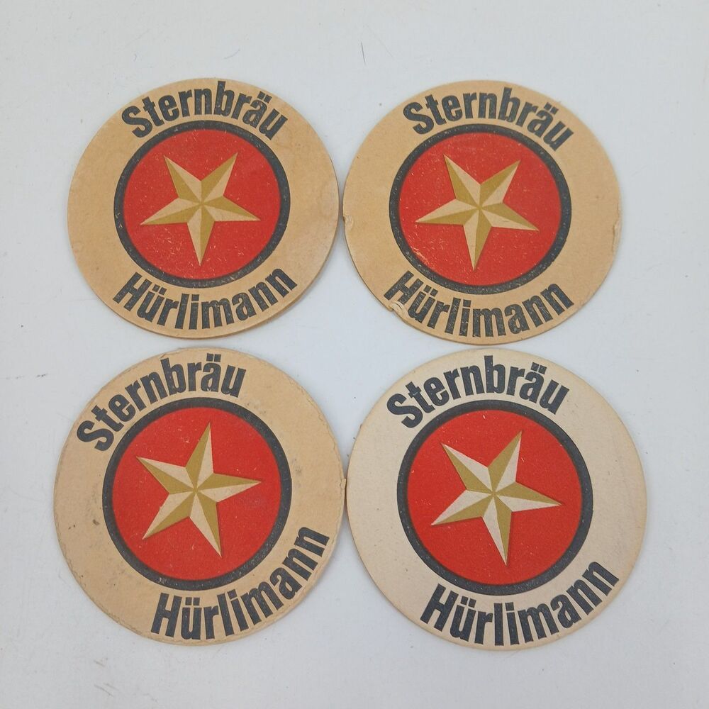 Set of 4 Vintage Swiss Brewery Cardboard Coasters Sternbräu Hürlimann